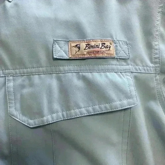 131.BIMINI BAY LONG SLEEVE SPF 30 BLOODGUARD Blue FISHING SUN SHIRT MEN'S SIZE L - Picture 6 of 7